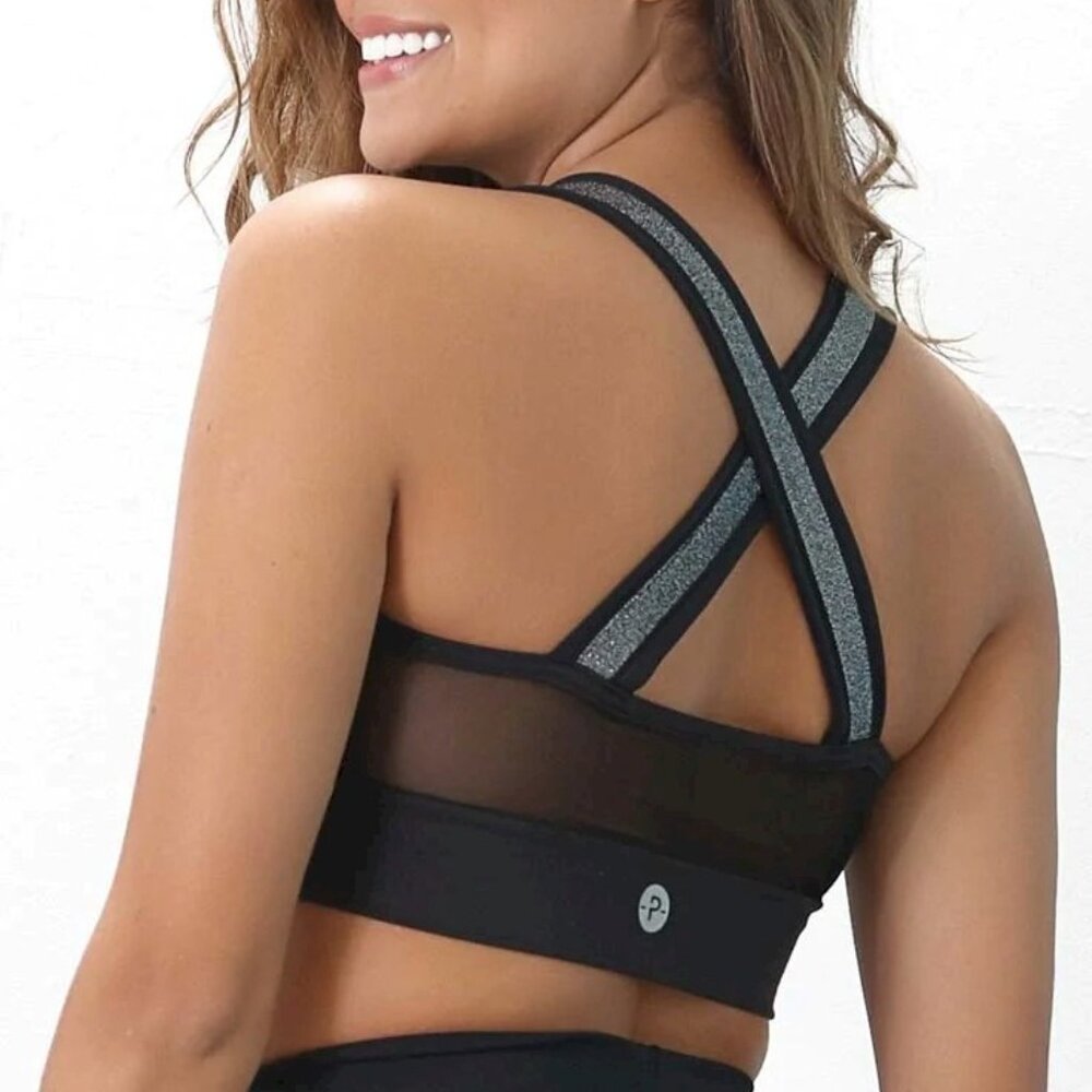 Protokolo Claude Glitter Strap Bra Top Black Size S/M New with Tags NWT